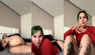 Vita Celestine, toda sensual com seus cabelos verdes, se dando prazer