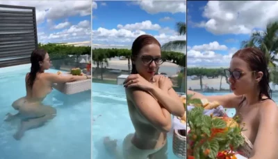 Cibelly Ferreira, toda gostosa com seus peitões na piscina!
