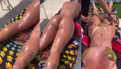 Debora Peixoto se brindando ao sol, toda relaxada e pegando aquele bronzeado!