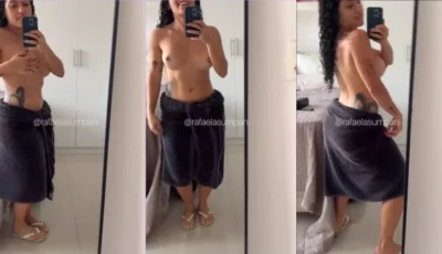 Rafaela Sumpani com um vestido bem ousado e sem nada por baixo
