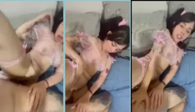 Kinechan com as pernas abertas levando uma surra