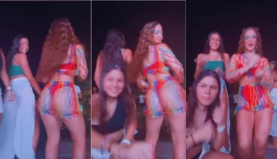 Mel Maia dando uma passada de olhar em uma festinha